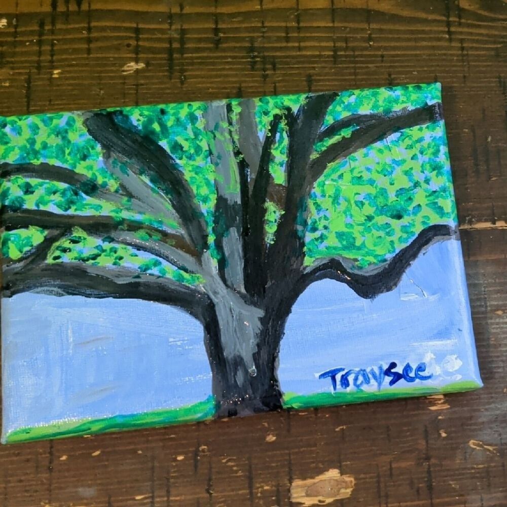 original 5x7 inch acrylic painting of a tree on canvas, handpainted decor